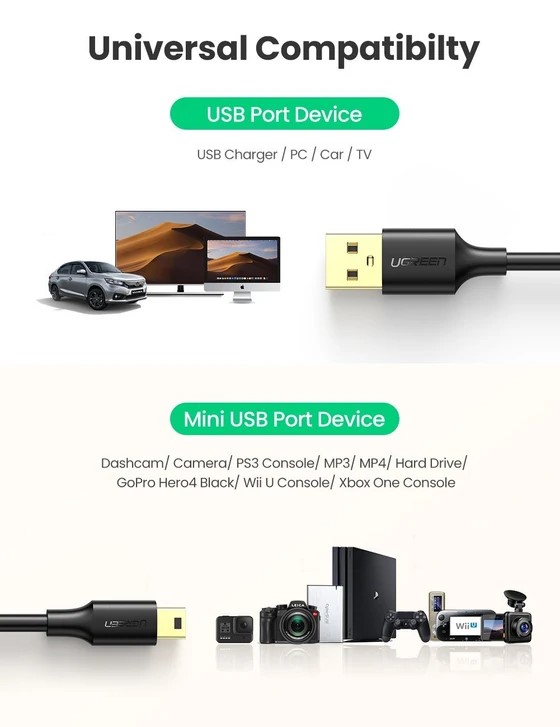UGREEN USB 2.0 Type-A Male to Mini 5-pin Cable 3 1Connect Ltd - Bringing IT and Communications Together