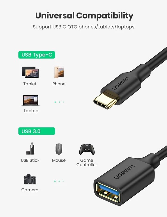 UGREEN USB-C Male To USB 3.0 A Female OTG Cable 2 1Connect Ltd - Bringing IT and Communications Together