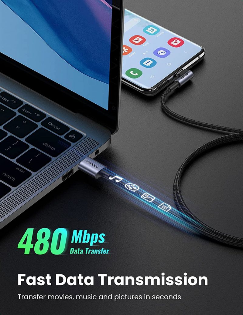 UGREEN Angled USB A to USB-C Fast Charging Cable 4 1Connect Ltd - Bringing IT and Communications Together