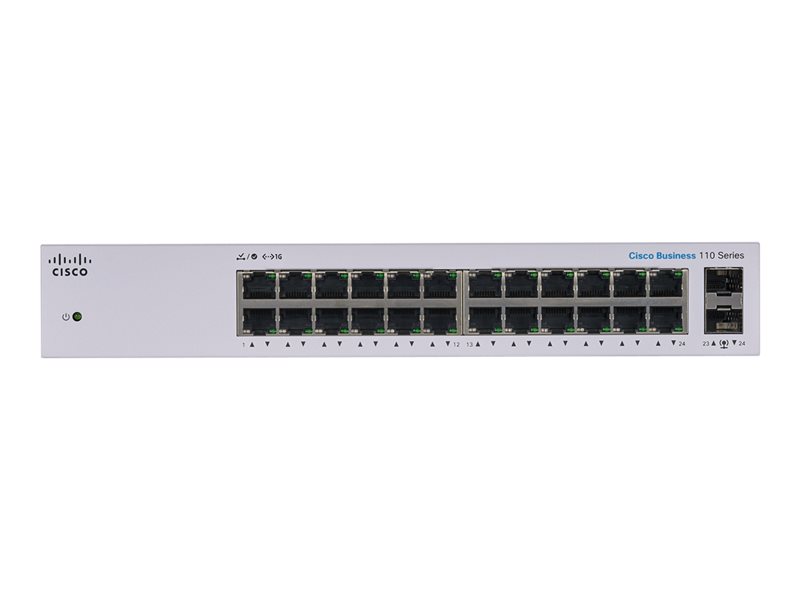 Cisco Business 110 Series 110-24T - Switch - unmanaged - 24 x 10/100/1000 + 2 x combo Gigabit SFP - desktop, rack-mountable, wall-mountable 1 1Connect Ltd - Bringing IT and Communications Together