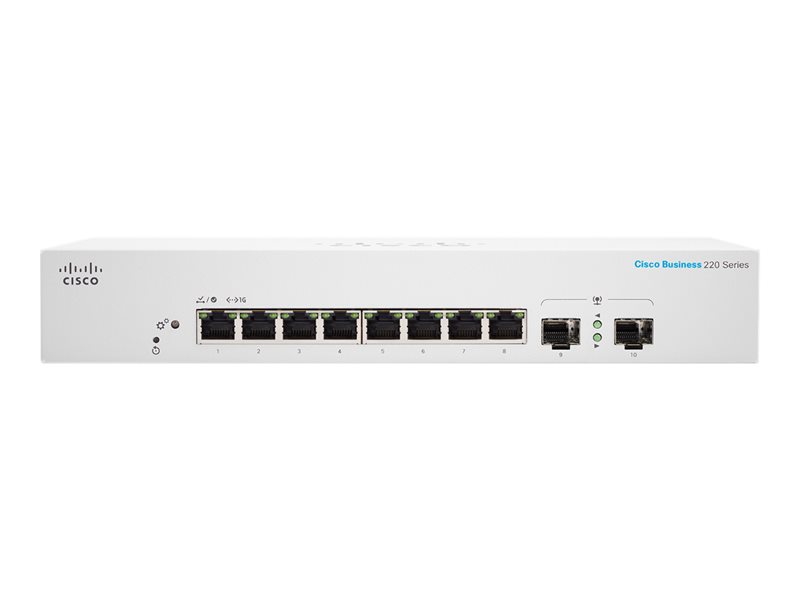 Cisco Business 220 Series CBS220-8T-E-2G - Switch - smart - 8 x 10/100/1000 + 2 x Gigabit SFP (uplink) - rack-mountable 1 1Connect Ltd - Bringing IT and Communications Together