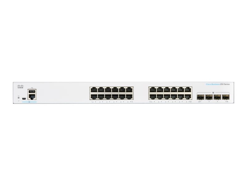 Cisco Business 250 Series CBS250-24T-4G - Switch - L3 - smart - 24 x 10/100/1000 + 4 x Gigabit SFP - rack-mountable 1 1Connect Ltd - Bringing IT and Communications Together