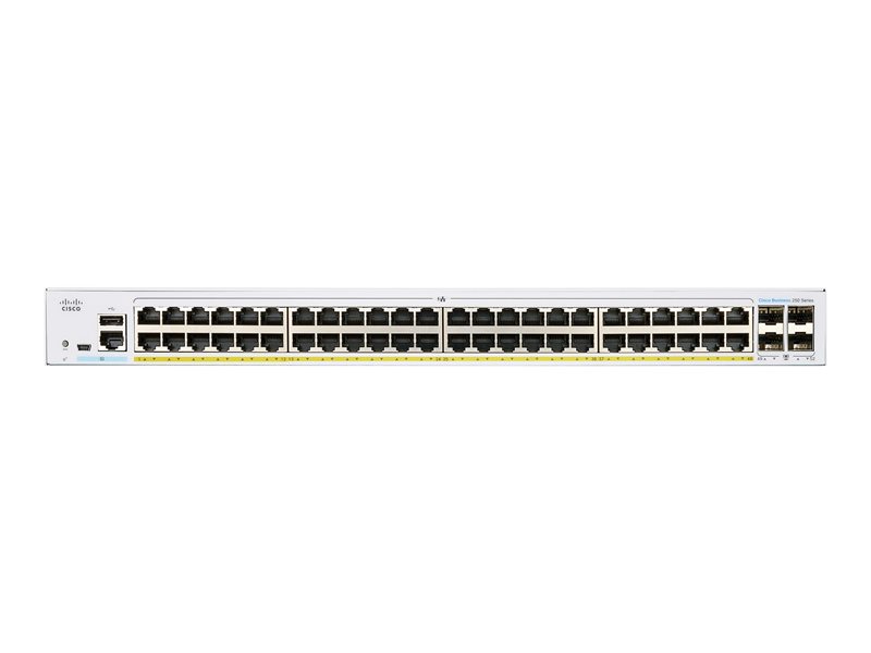 Cisco Business 250 Series CBS250-48PP-4G - Switch - L3 - smart - 48 x 10/100/1000 (PoE+) + 4 x Gigabit SFP - rack-mountable - PoE+ (195 W) 1 1Connect Ltd - Bringing IT and Communications Together