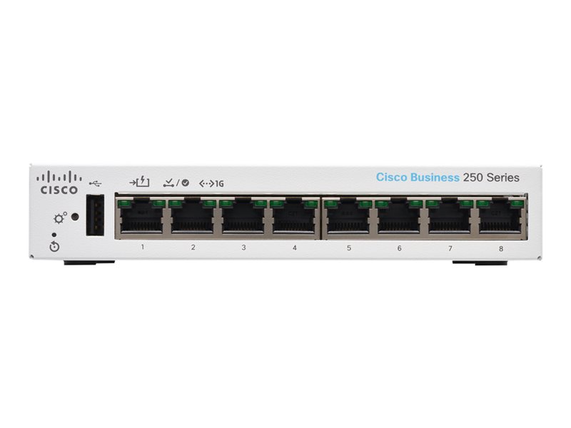 Cisco Business 250 Series CBS250-8T-D - Switch - L3 - smart - 8 x 10/100/1000 - desktop 1 1Connect Ltd - Bringing IT and Communications Together