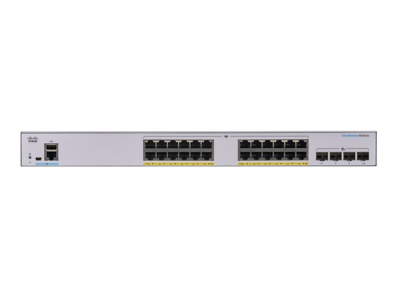 Cisco Business 350 Series 350-24FP-4X - Switch - L3 - Managed - 24 x 10/100/1000 (PoE+) + 4 x 10 Gigabit SFP+ - rack-mountable - PoE+ (370 W) 1 1Connect Ltd - Bringing IT and Communications Together