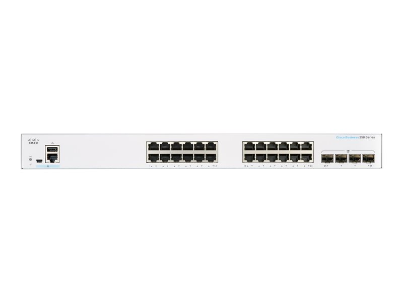 Cisco Business 350 Series 350-24T-4G - Switch - L3 - Managed - 24 x 10/100/1000 + 4 x SFP - rack-mountable 1 1Connect Ltd - Bringing IT and Communications Together