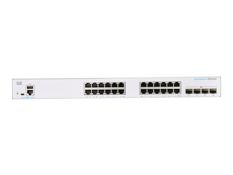 Cisco Business 350 Series 350-24T-4X - Switch - L3 - Managed - 24 x 10/100/1000 + 4 x 10 Gigabit SFP+ - rack-mountable 1 1Connect Ltd - Bringing IT and Communications Together