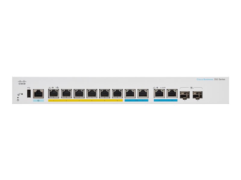 Cisco Business 350 Series CBS350-8MGP-2X - Switch - L3 - Managed - 6 x 10/100/1000 (PoE+) + 2 x 2.5GBase-T (PoE+) + 2 x combo 10 Gigabit SFP+/RJ-45 - rack-mountable - PoE+ (124 W) 1 1Connect Ltd - Bringing IT and Communications Together