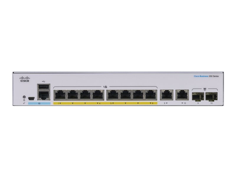 Cisco Business 350 Series 350-8P-E-2G - Switch - L3 - Managed - 8 x 10/100/1000 (PoE+) + 2 x combo SFP - rack-mountable - PoE+ (67 W) 1 1Connect Ltd - Bringing IT and Communications Together