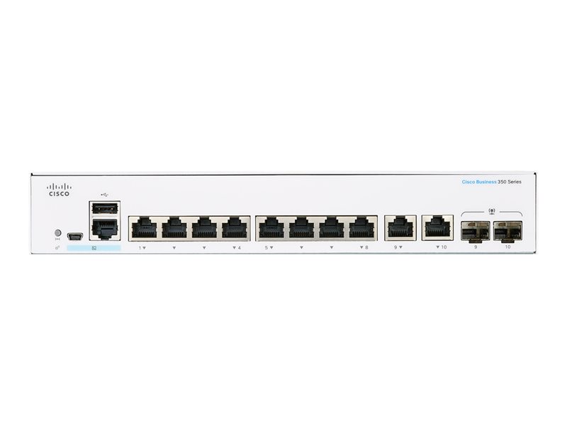 Cisco Business 350 Series 350-8T-E-2G - Switch - L3 - Managed - 8 x 10/100/1000 + 2 x combo Gigabit Ethernet/Gigabit SFP - rack-mountable 1 1Connect Ltd - Bringing IT and Communications Together