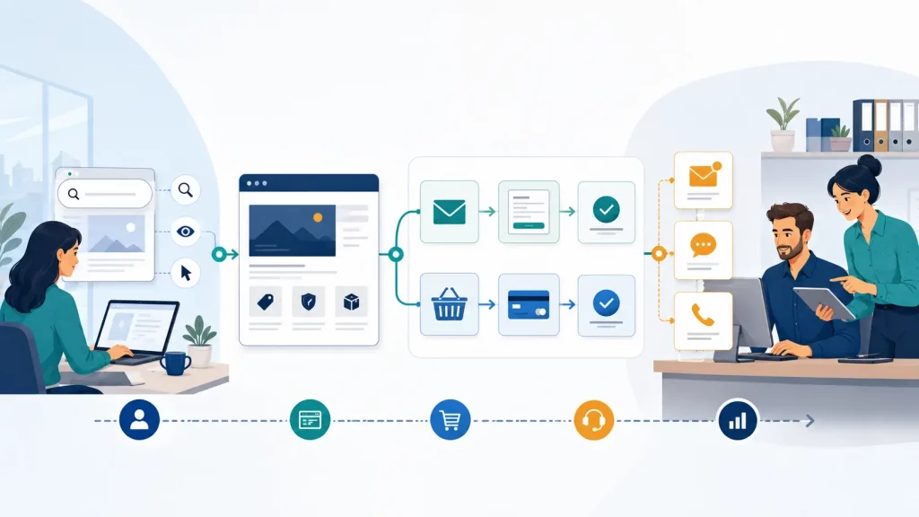 Customer journey from online search to website enquiry and business follow-up